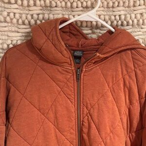 Quilted Hooded Puffer Jacket - Rust Orange
